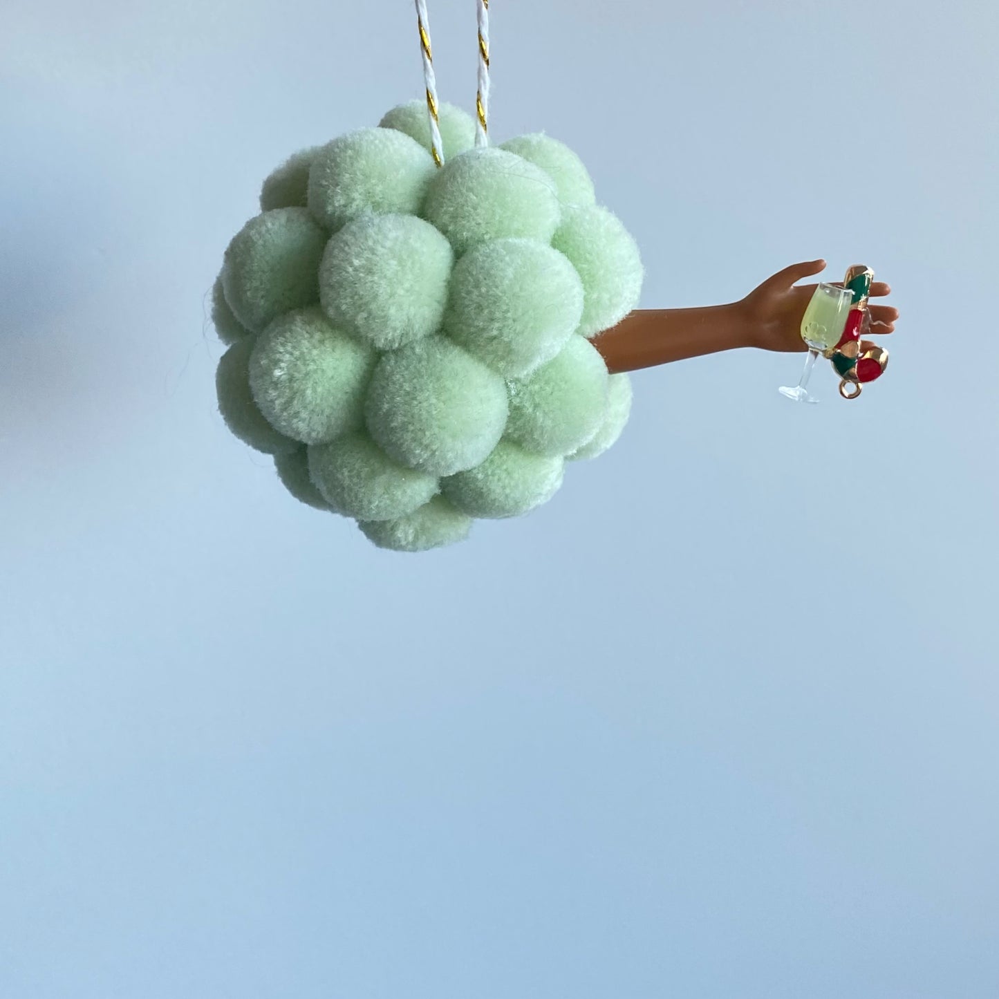 Christmas Ball Champagne & Candy Cane - Light Green